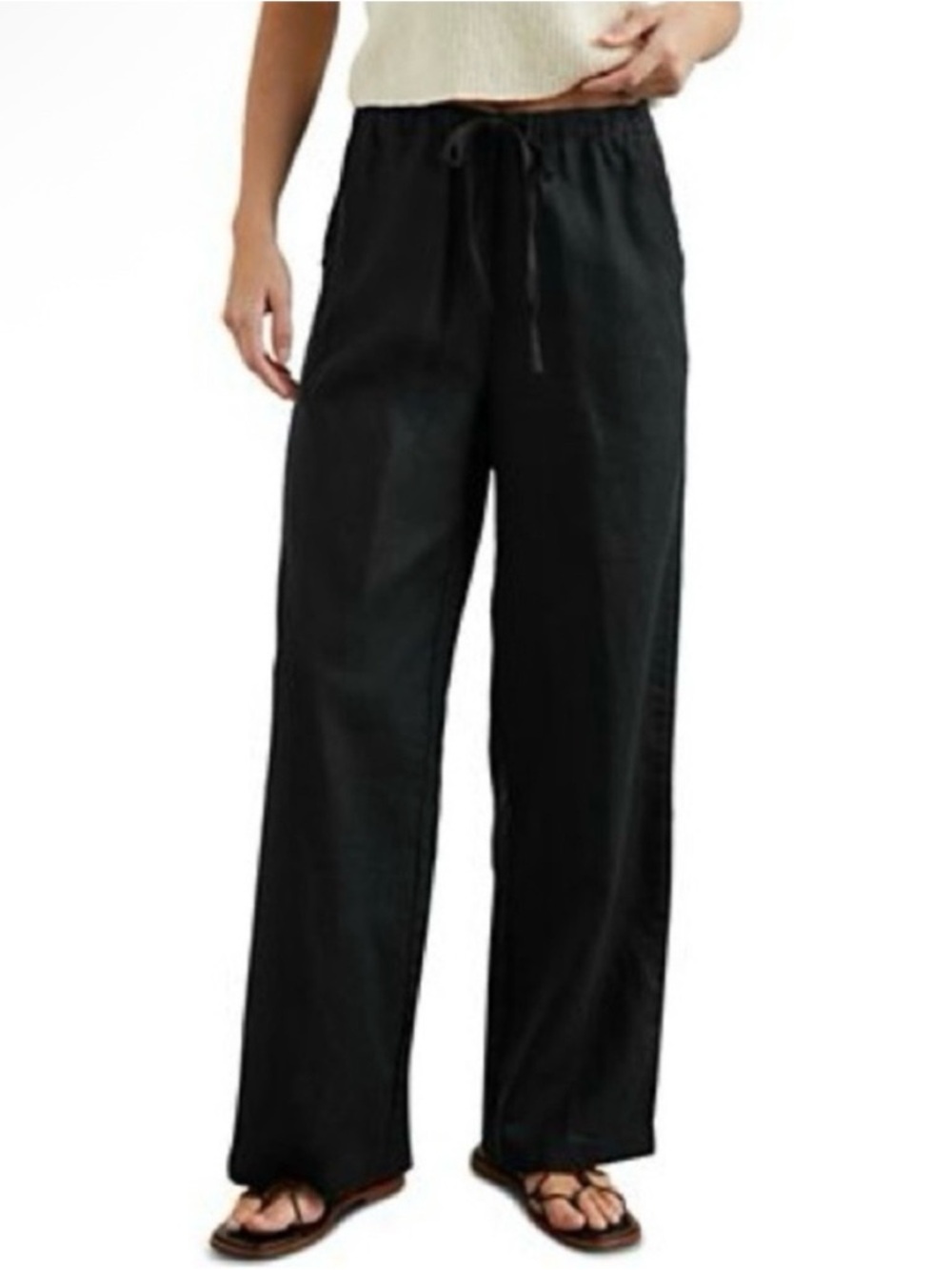 *JOIE* Black Wide-Leg Drawstring Pants